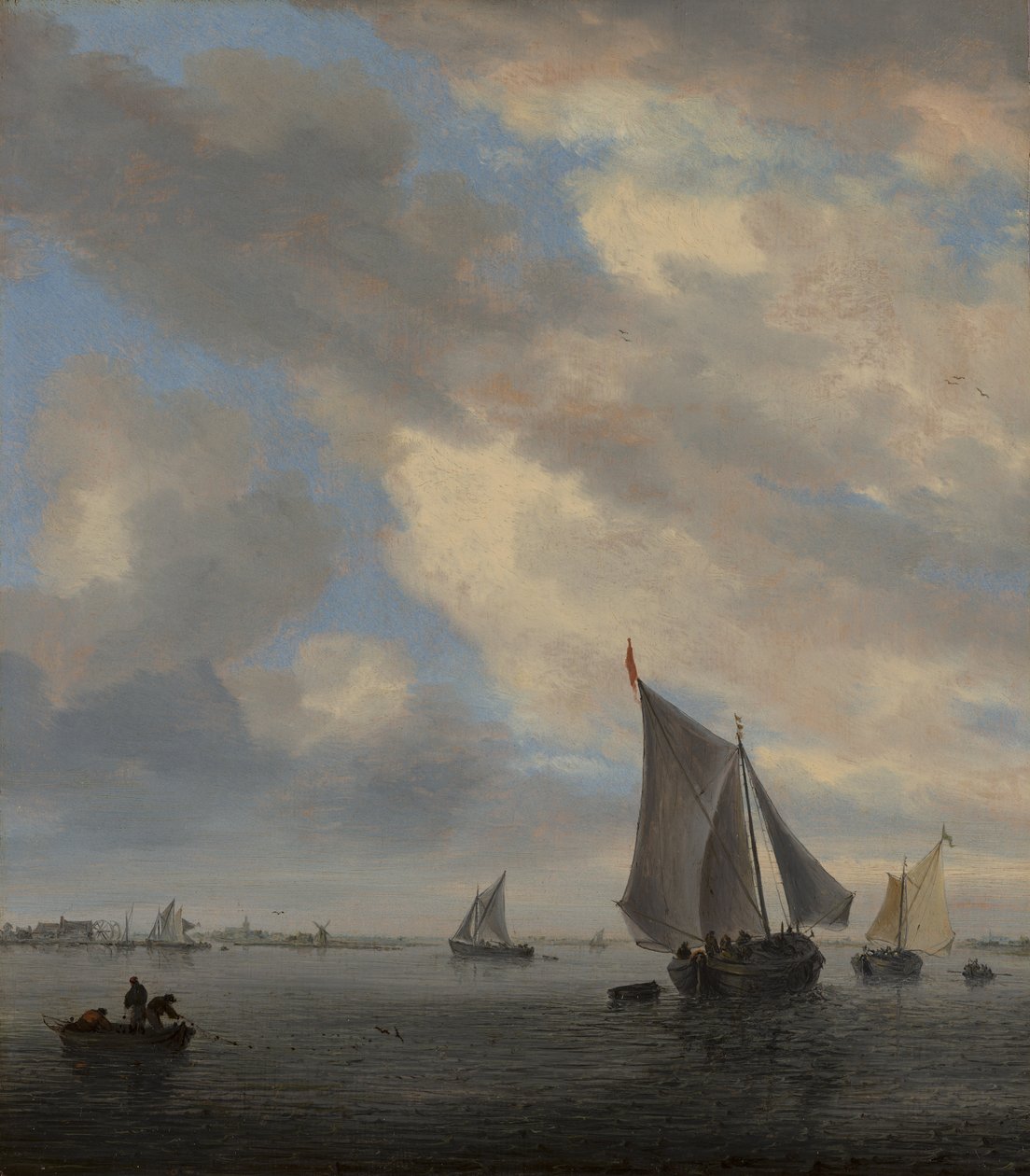 Blick auf einen See mit Segelschiffen von Salomon van Ruysdael