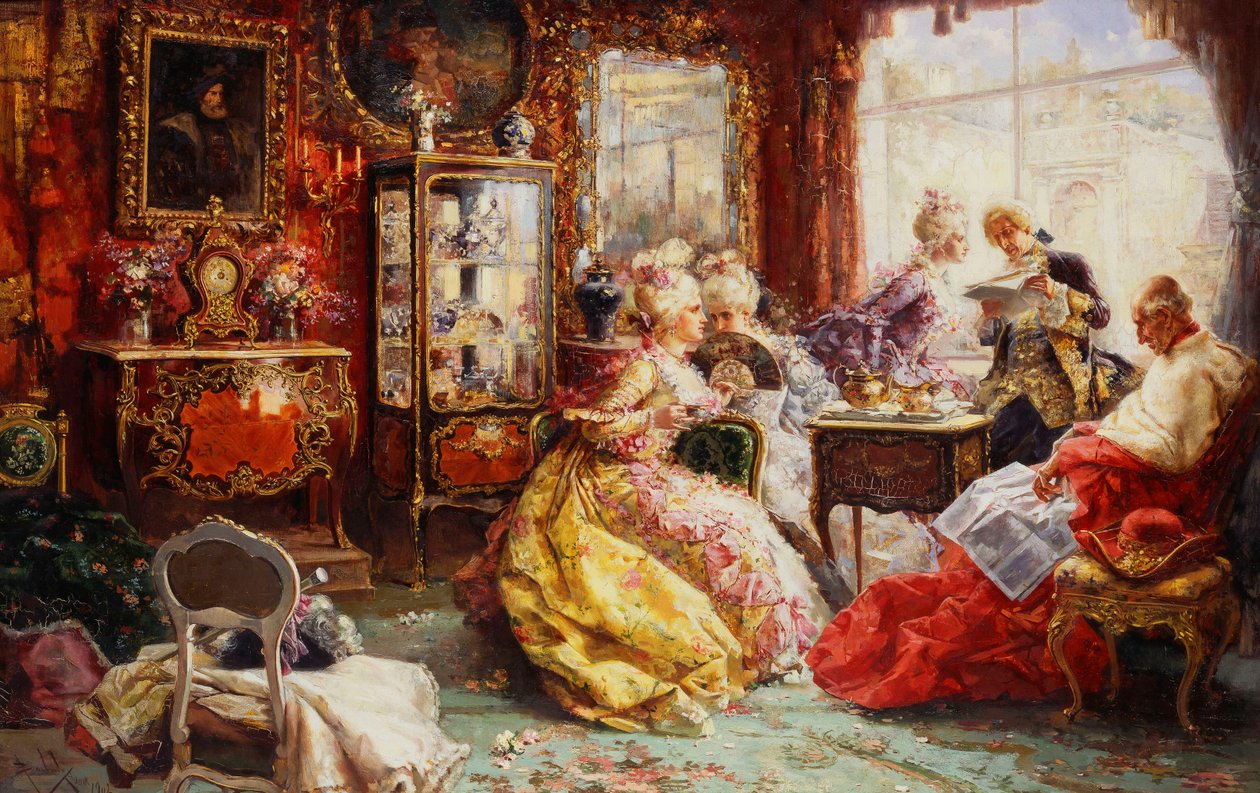 Ein Nachmittag im Salon, 1902 von Salvador Sanchez Barbudo