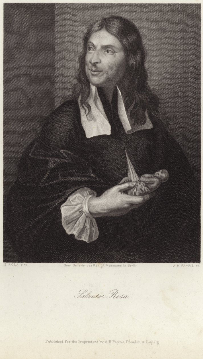 Porträt von Salvator Rosa (Gravur) von Salvator (after) Rosa
