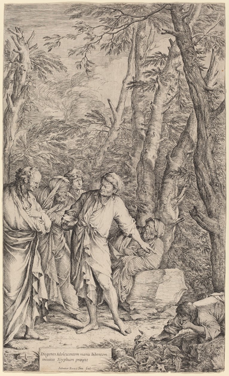 Diogenes wirft seine Schale weg von Salvator Rosa
