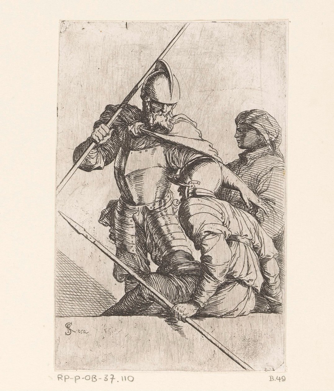 Zwei Soldaten und eine Figur mit Turban von Salvator Rosa