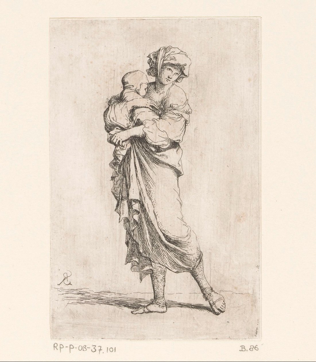 Frau mit einem Kind von Salvator Rosa