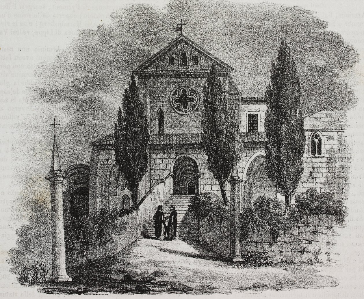 Abtei Casamari, Veroli, Latium, Italien, Lithographie von Salvatore Puglia aus Poliorama Pittoresco, Nr. 47, 1. Juli von Salvatore Puglia