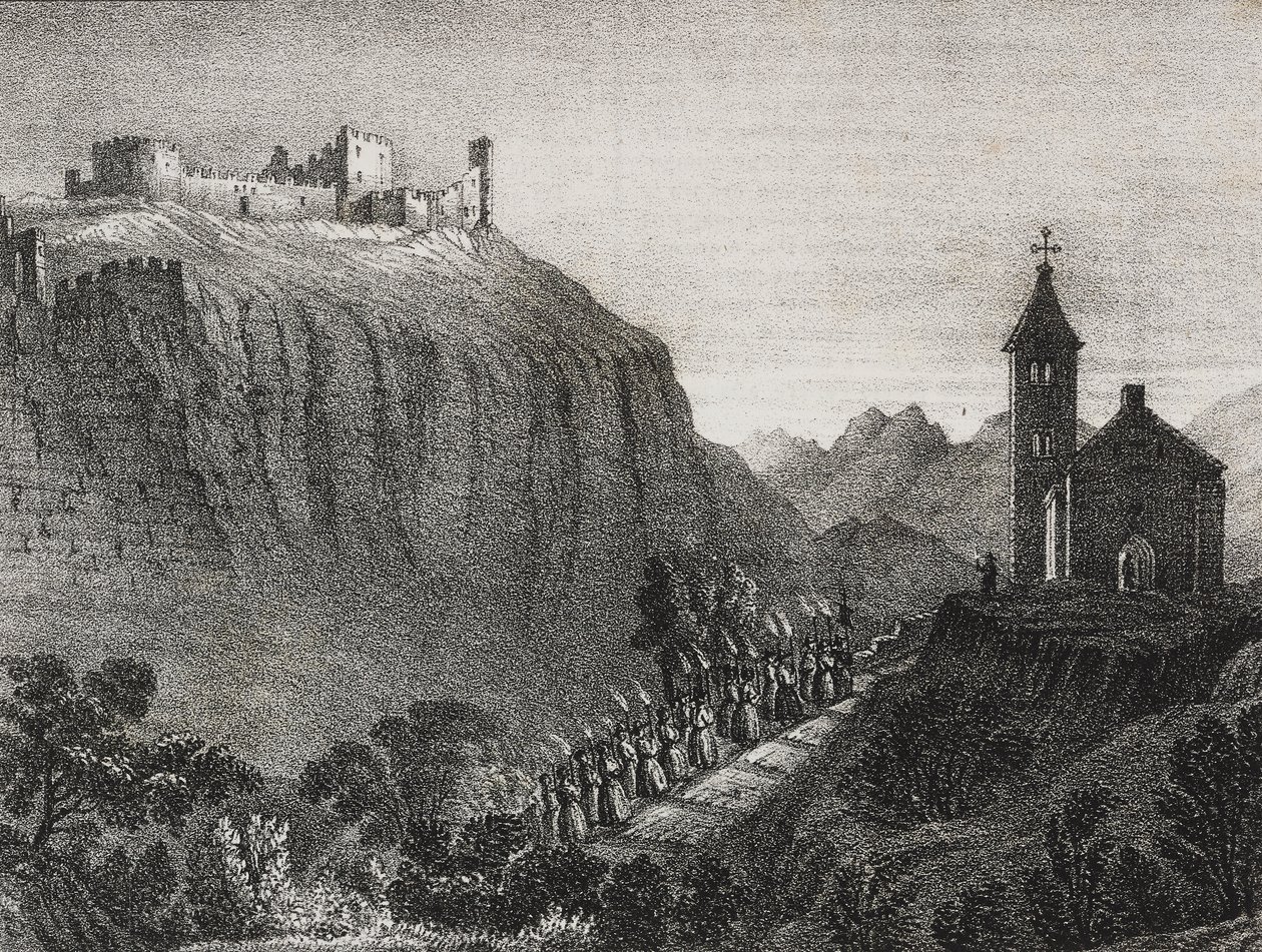 Reise nach Cappelluccia, Szene der Zauberlaterne, Sammlung von Geschichten und Bildern, Lithographie von Salvatore Puglia aus Poliorama Pittoresco, Nr. 41, 17. Mai von Salvatore Puglia