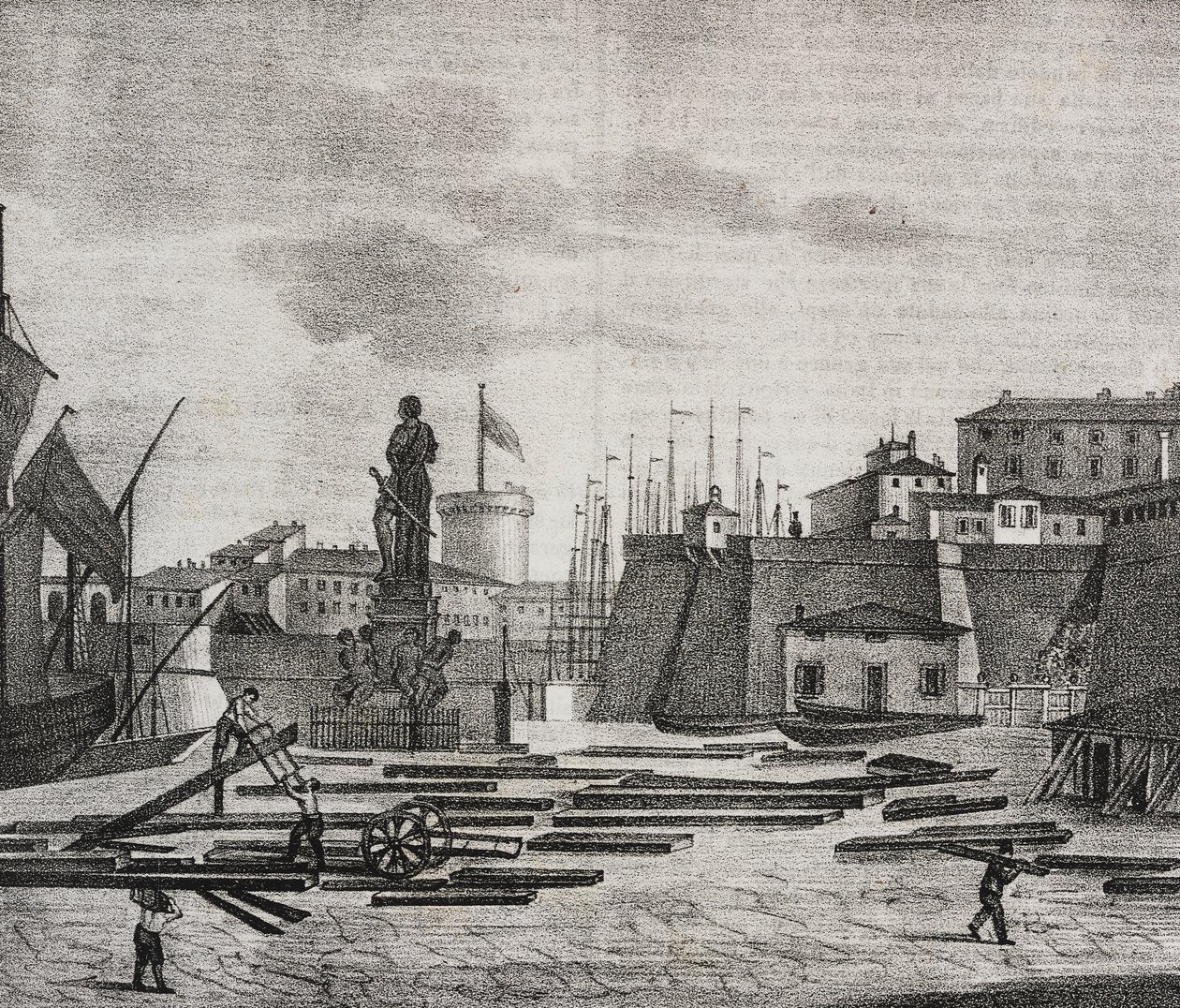 Ansicht des Hafens von Livorno, Toskana, Italien, Lithographie von Salvatore Puglia aus Poliorama Pittoresco, Nr. 38, 26. April von Salvatore Puglia