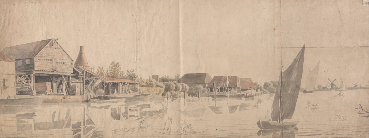 Ein Holzlager am Thames bei Nine Elms von Samuel Scott
