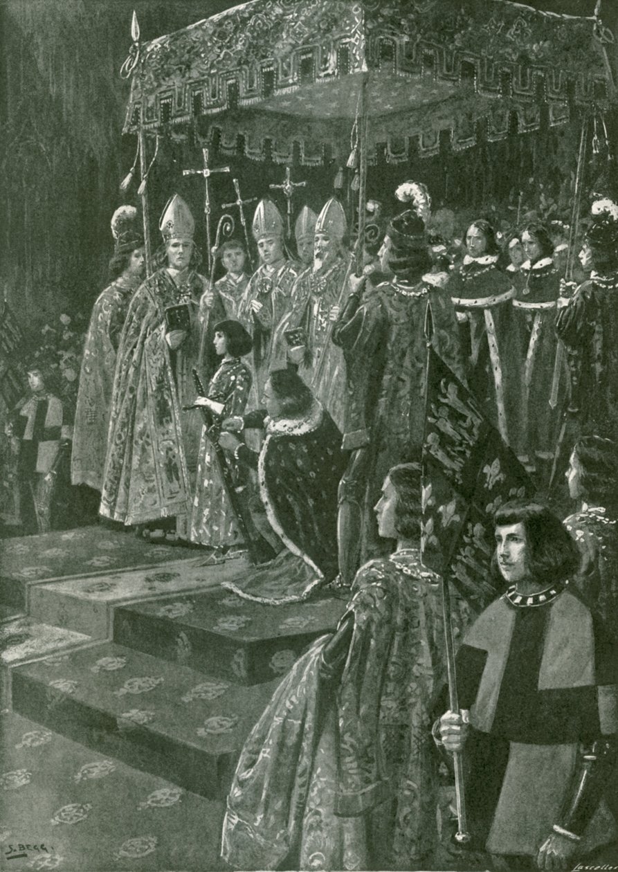Die Übergabe der Sporen und des Schwertes bei der Krönung von Heinrich VI. von Samuel (after) Begg
