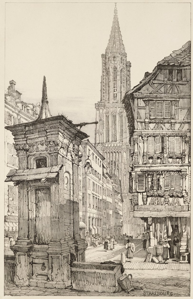 Die Rue Mercière und die Westfassade des Straßburger Münsters von Samuel (after) Prout