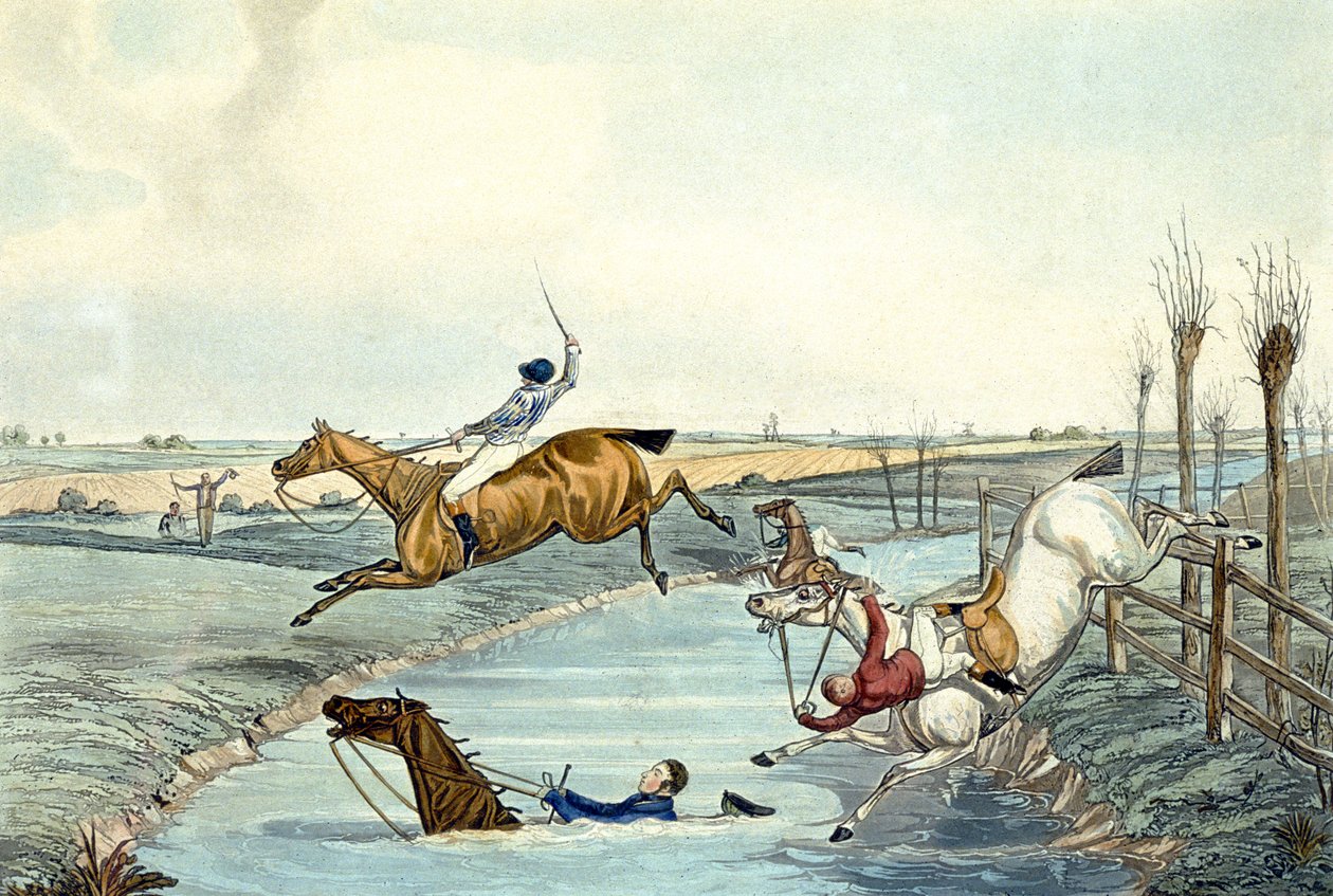 Zweite Meile, aus Steeplechasing von Samuel Henry (after) Alken
