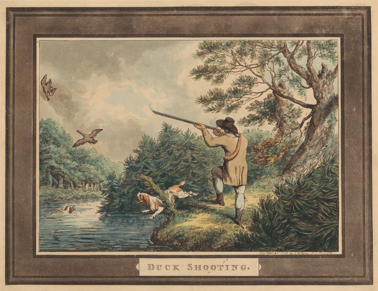 Jagd, Schießen, etc. [Satz von sechs]: 1. Entenjagd von Samuel Howitt