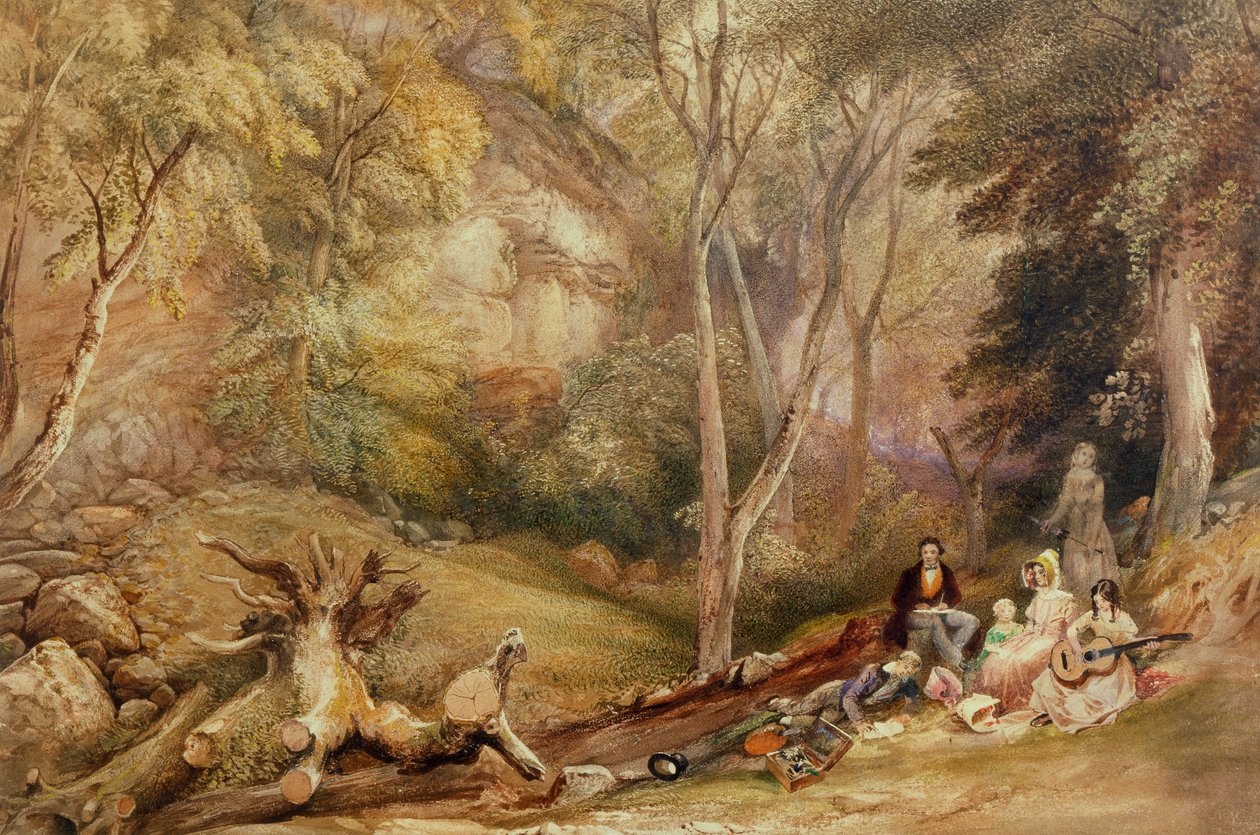 Eine Skizziergruppe in Leigh Woods, ca. 1830 von Samuel Jackson