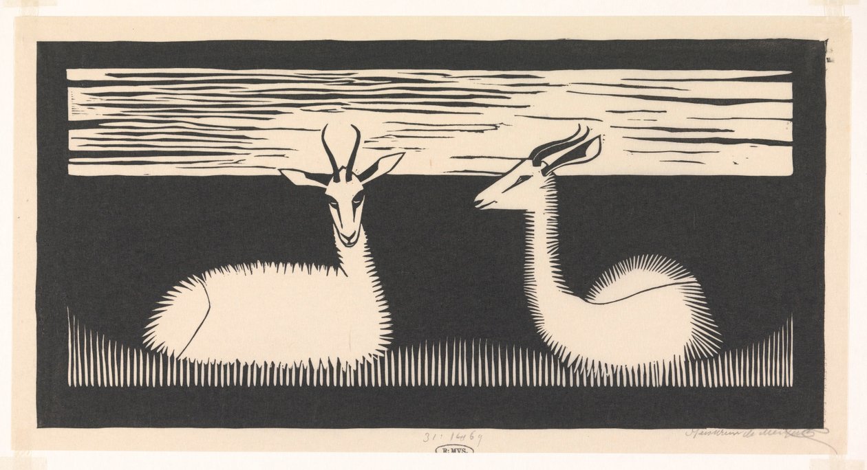 Zwei Gazellen von Samuel Jessurun de Mesquita (signed by artist)