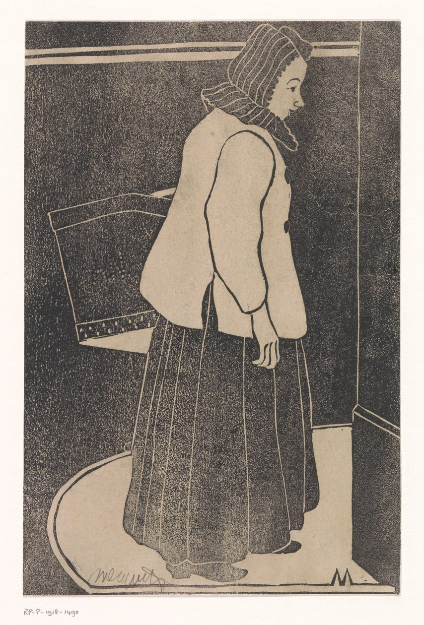 Frau mit Kiste oder Korb von Samuel Jessurun de Mesquita (signed by artist)