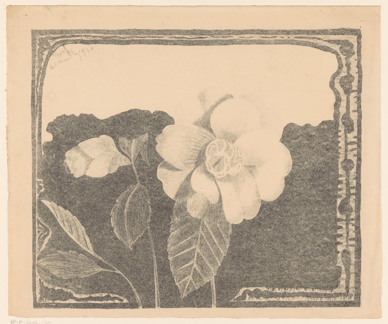 Kamelie, links eine Blume in Knospe von Samuel Jessurun de Mesquita