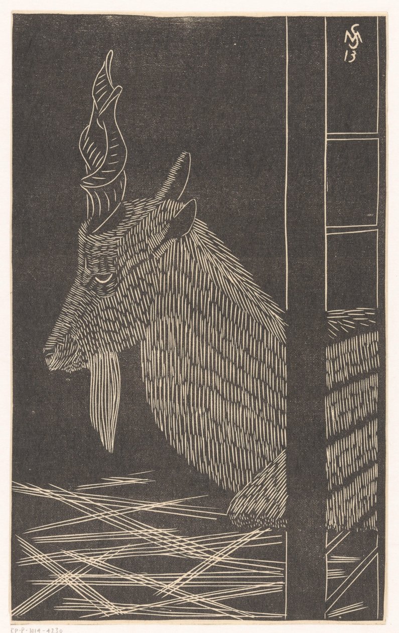 Markhor-Ziege (Sitzendes Hirsch in einem Käfig) von Samuel Jessurun de Mesquita