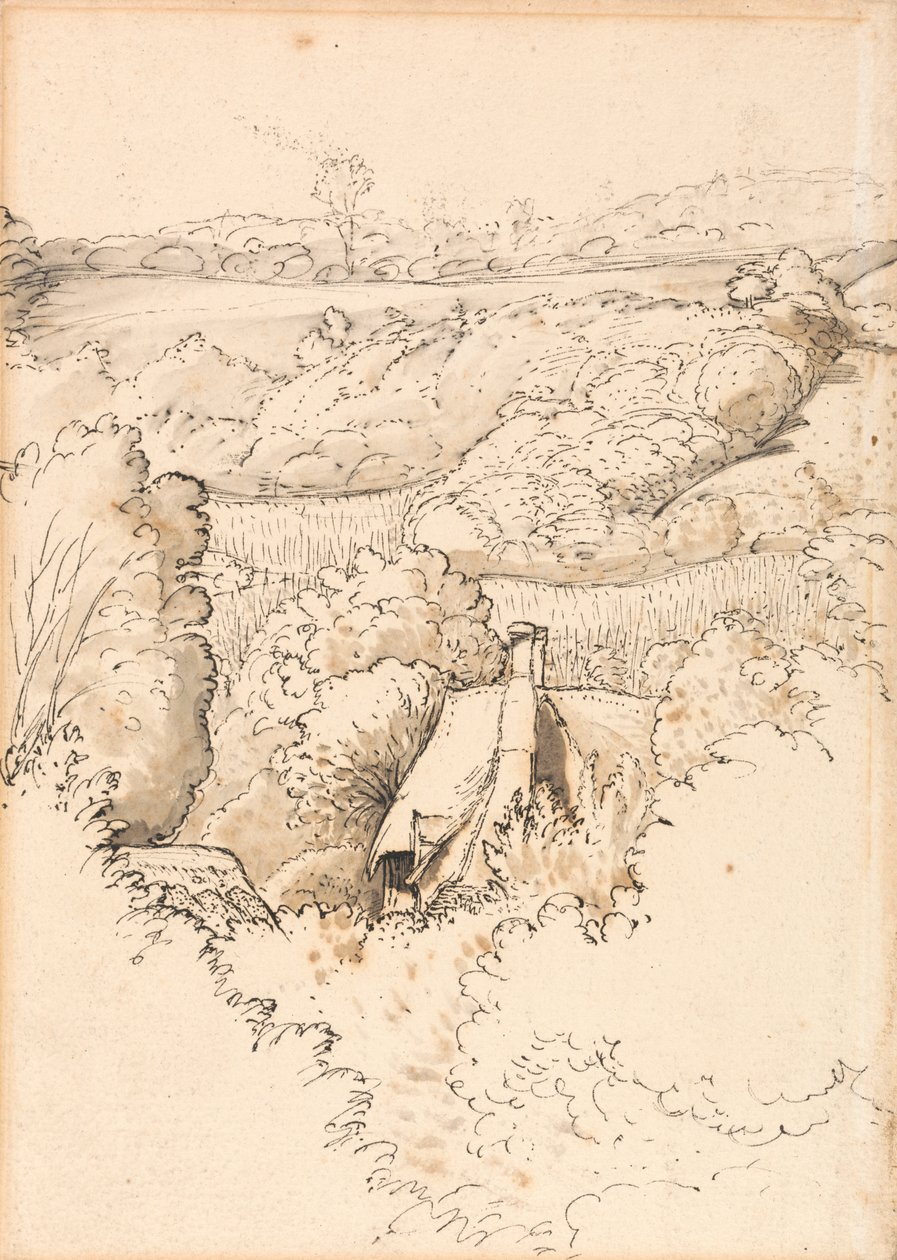 Ein Cottage unter Bäumen, Shoreham von Samuel Palmer