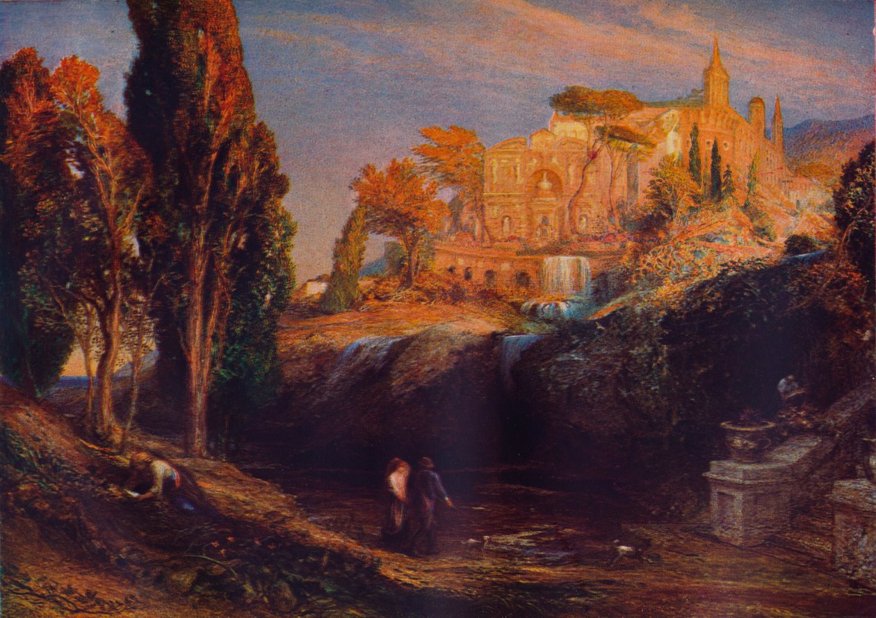 Emily und Valancourt im Chateau Le Blanc: Lady Foix hört von Dr. Foix, Mysteries of Udulpho von Samuel Palmer
