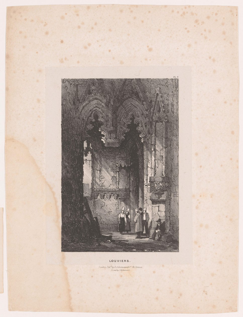 Innenraum einer Kirche in Louviers von Samuel Prout (attributed to)
