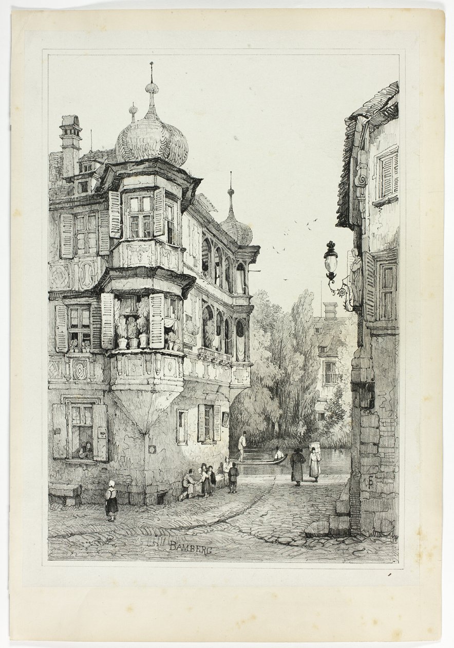 Bamberg, aus Faksimiles von Skizzen aus Flandern und Deutschland von Samuel Prout