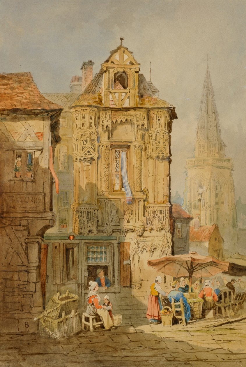 Marktplatz in Brügge, frühes 19. Jahrhundert von Samuel Prout