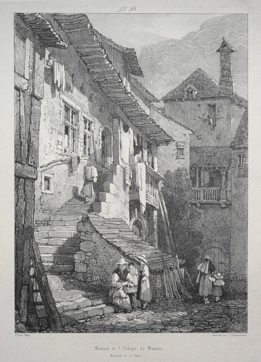 Ruinen der Abtei von Baume. Innenhof von Samuel Prout