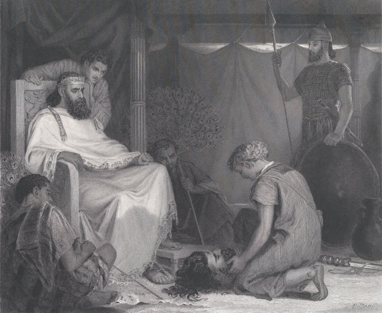 David vor Saul gebracht, aus The Art Journal, gegenüber S. 100, April 1871 von Samuel S. Smith