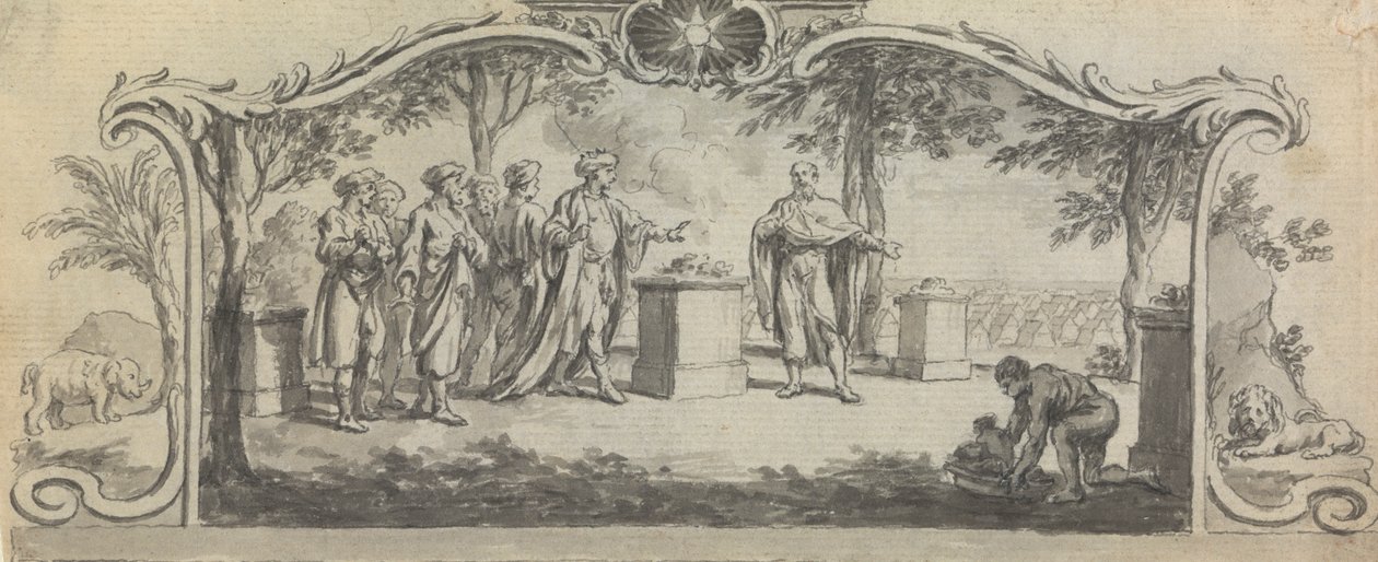 Entwurf für eine Buchillustration: ? Ein Opfer vor einer Schlacht von Samuel Wale