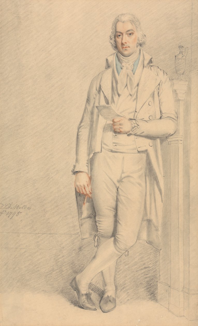 Ein Herr, Ganzkörper, Hält ein Papier und einen Bleistift von Samuel de Wilde