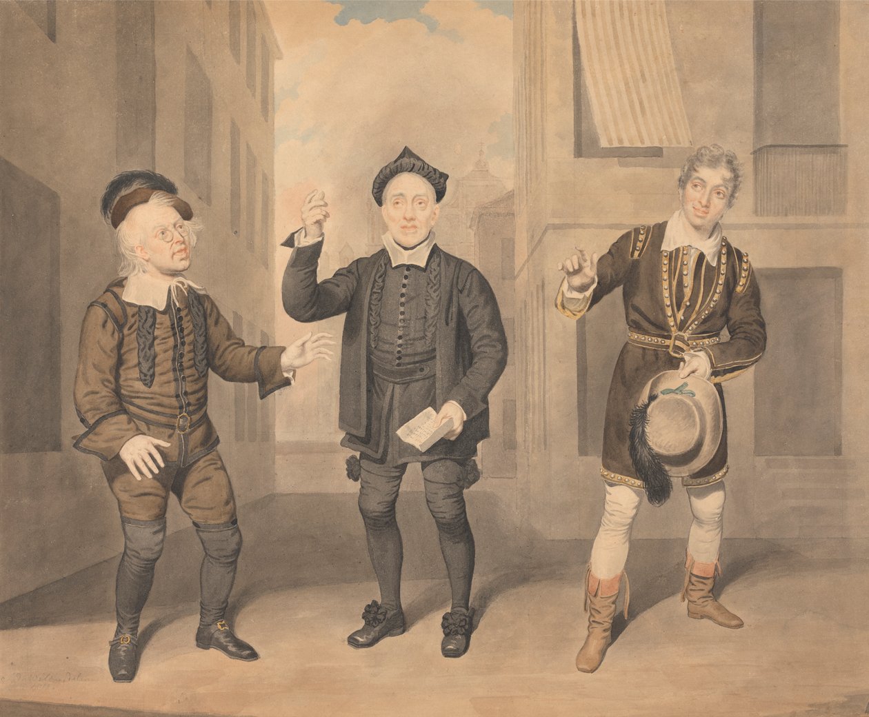Eine Szene aus einem Stück - Drei Schauspieler von Samuel de Wilde