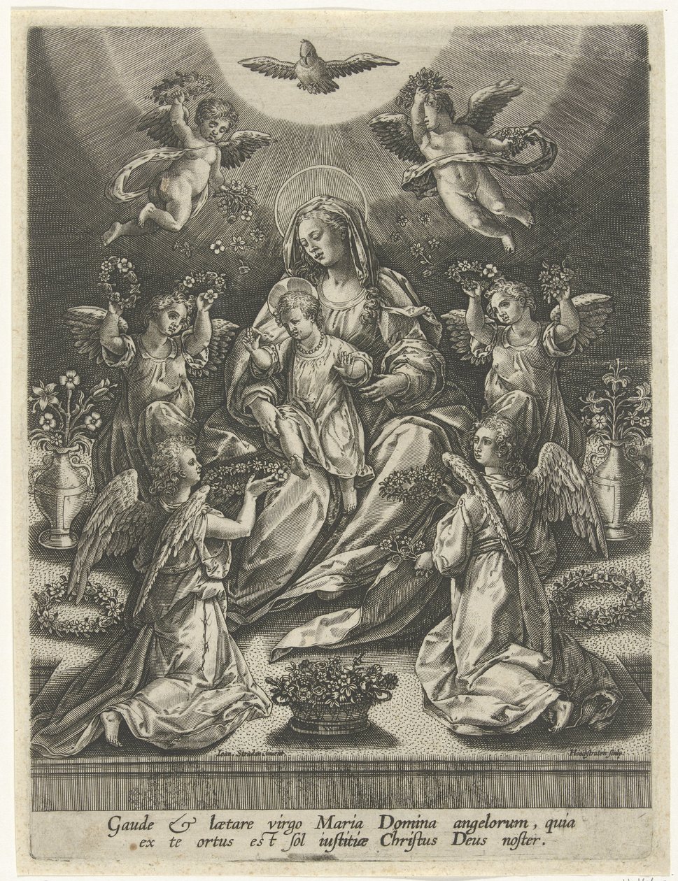 Madonna mit Kind umgeben von Engeln von Samuel van Hoogstraten