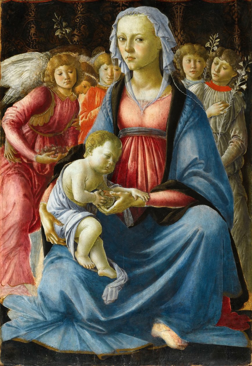 Madonna mit Kind und fünf Engeln von Sandro Botticelli