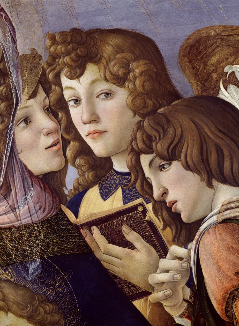 Engel aus der Madonna della Melagrana (Detail) von Sandro Botticelli