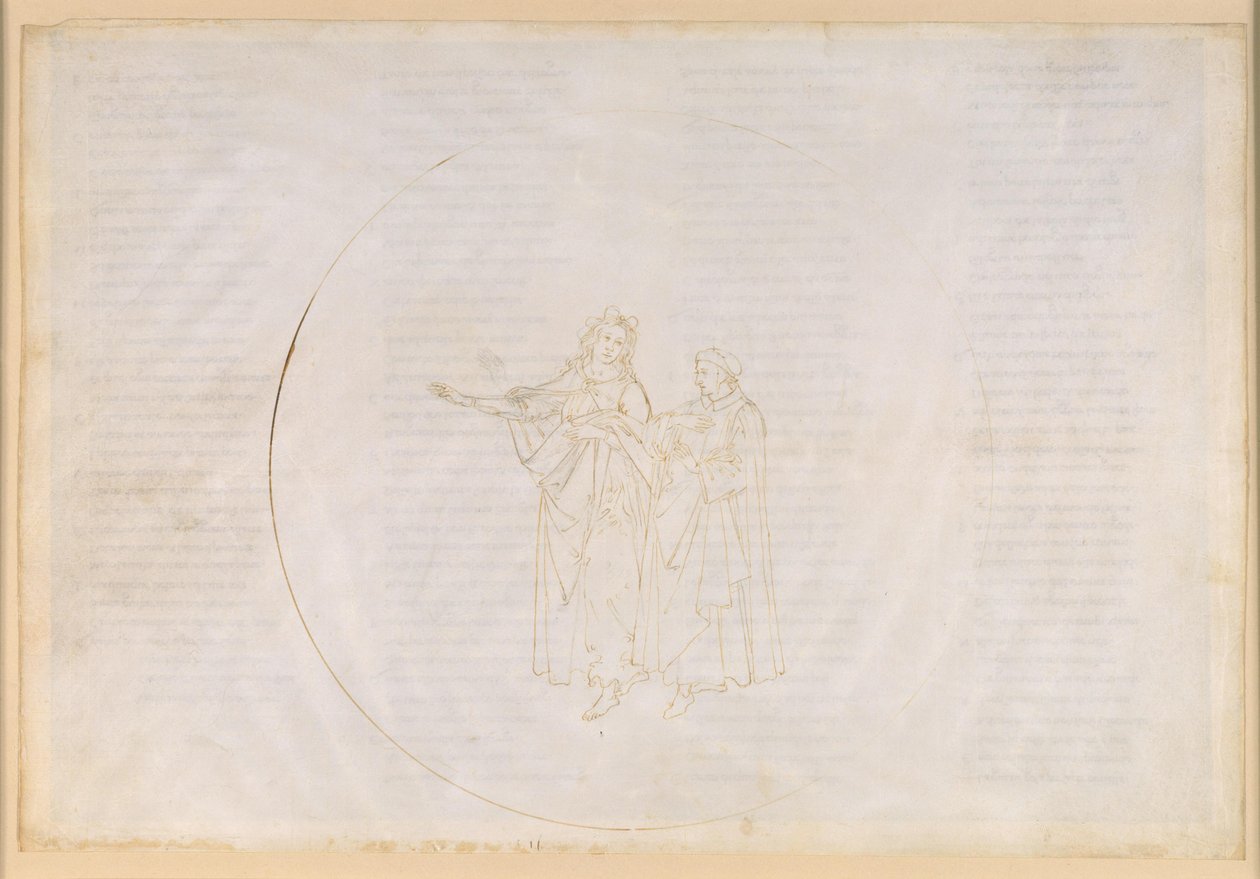 Die Göttliche Komödie, Paradiso XI. Vierte Planetensphäre (Sonnenhimmel): Thomas von Aquino lobt vor Dante das Wirken des Franz von Assisi und beklagt die Verweltlichung des eigenen Ordens, der Dominikaner von Sandro Botticelli