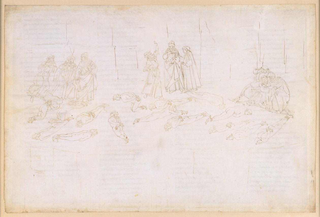 La Divina Commedia, Purgatorio XXI. Fünfter Ring des Purgatorio: Buße der Habgierigen und Verschwender; Auftritt des Statius von Sandro Botticelli