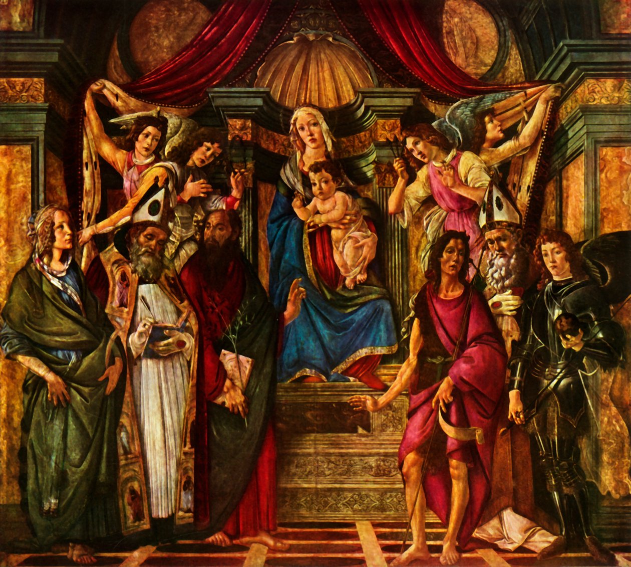 Madonna auf dem Thron mit sechs Heiligen, 1483 von Sandro Botticelli