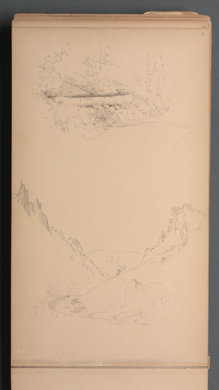 Skizzenbuch, Seite 15: Landschaften, Berlin Falls von Sanford Robinson Gifford