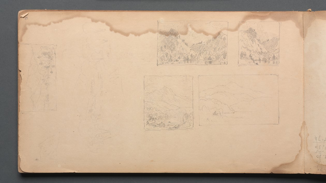 Skizzenbuch, Seite 39: Maine Landschaft Vignetten, 1859 von Sanford Robinson Gifford