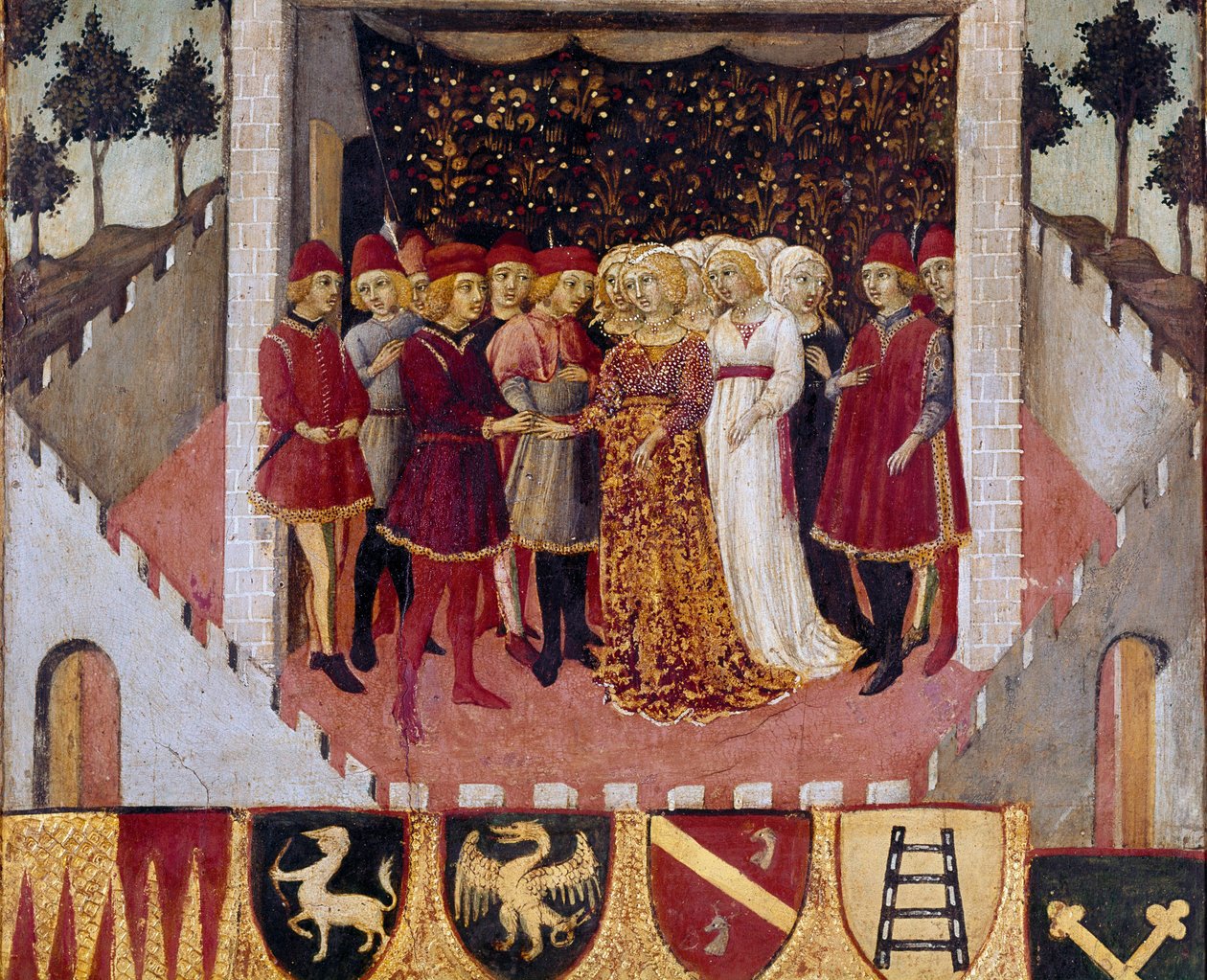 Hochzeitszeremonie eines Adelspaares in Siena (1473) von Sano di also Ansano di Pietro di Mencio Pietro