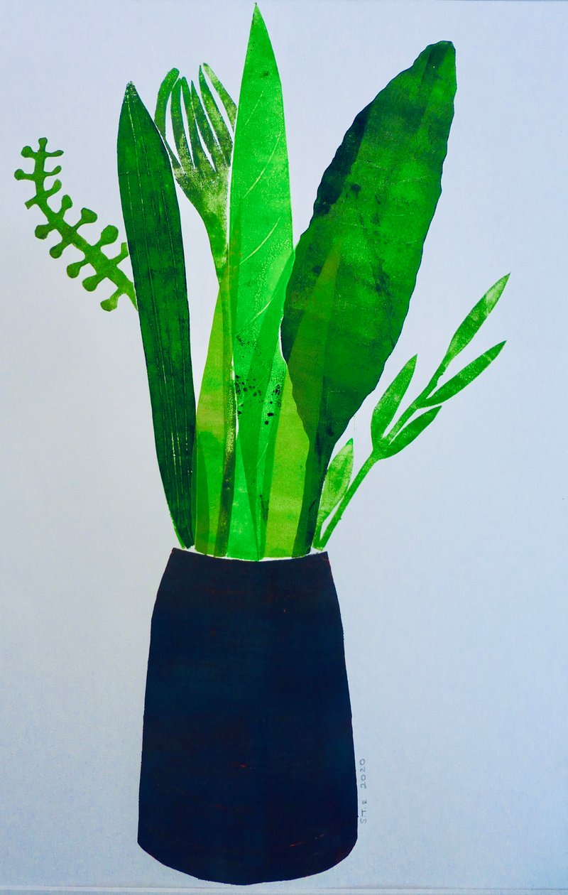 Vase mit Blättern von Sarah Thompson Engels