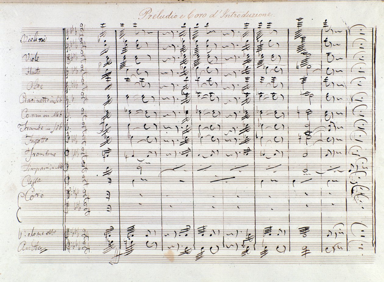 Erste Seite des Vorspiels der Oper Il bravo von Mercadante (1842) von Saverio Mercadante