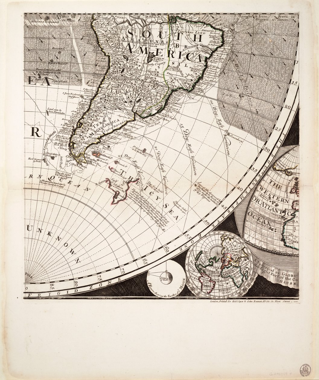 Eine neue und korrekte Weltkarte (Ausschnitt), ca. 1774 von Sayer & Bennett
