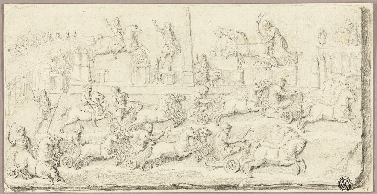 Römisches Wagenrennen (nach antikem Basrelief) von Sébastien Le Clerc the Younger