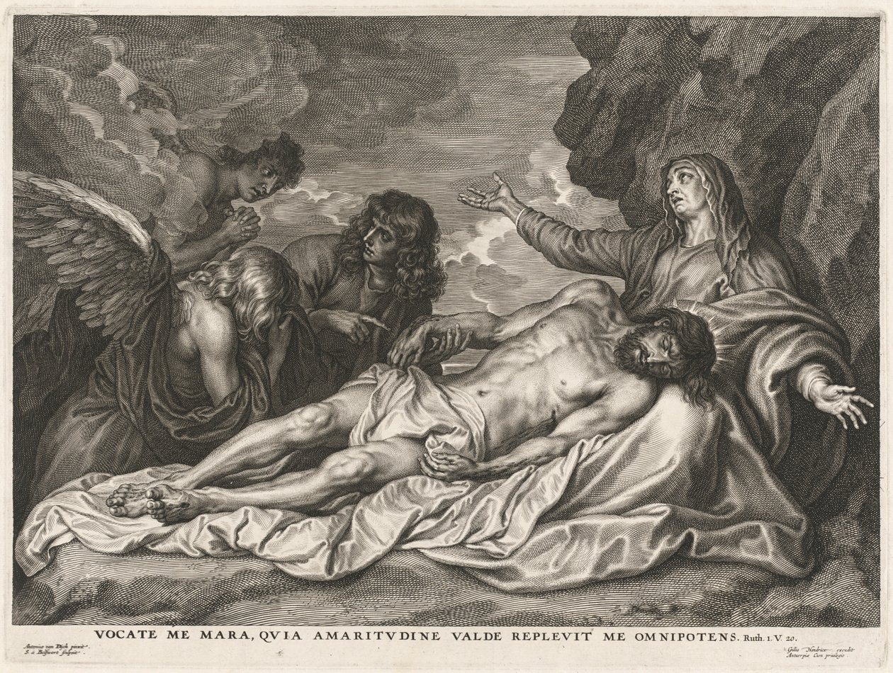 Jungfrau unterstützt den toten Christus von Schelte Adams Bolswert after Sir Anthony van Dyck