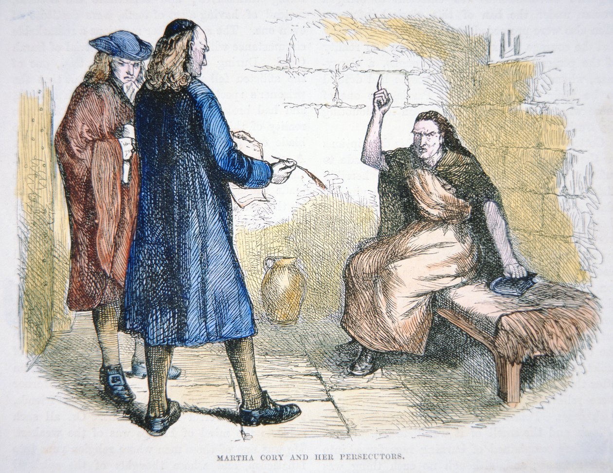 Martha Corey wird während der Hexenprozesse von Salem 1692 der Hexerei beschuldigt von School American