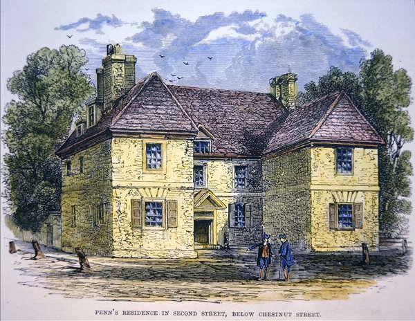 Wohnsitz von William Penn in der Second Street, unterhalb der Chestnut Street, Philadelphia von School American