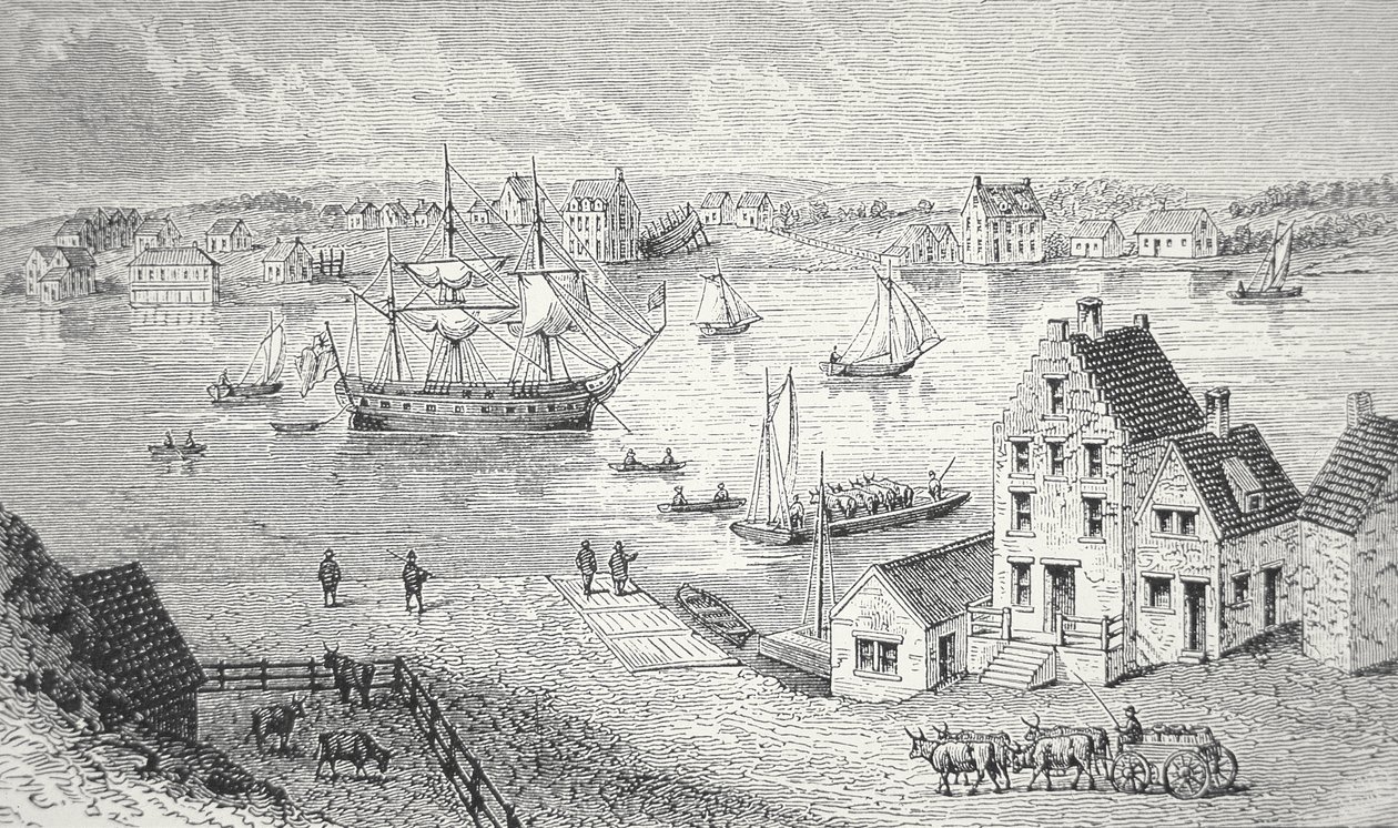Die Fähre, New York, ca. 1750 von School American