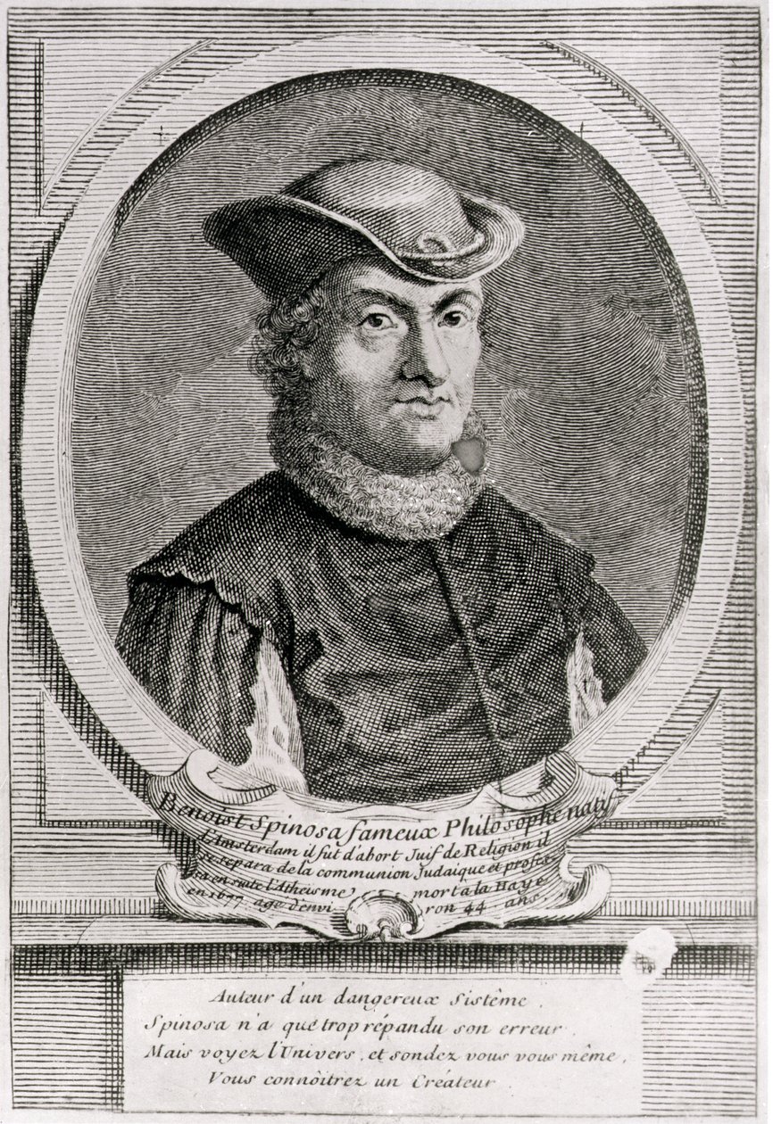 Porträt von Baruch oder Benedict Spinoza (1632-77), niederländischer Philosoph (Gravur) von School Dutch
