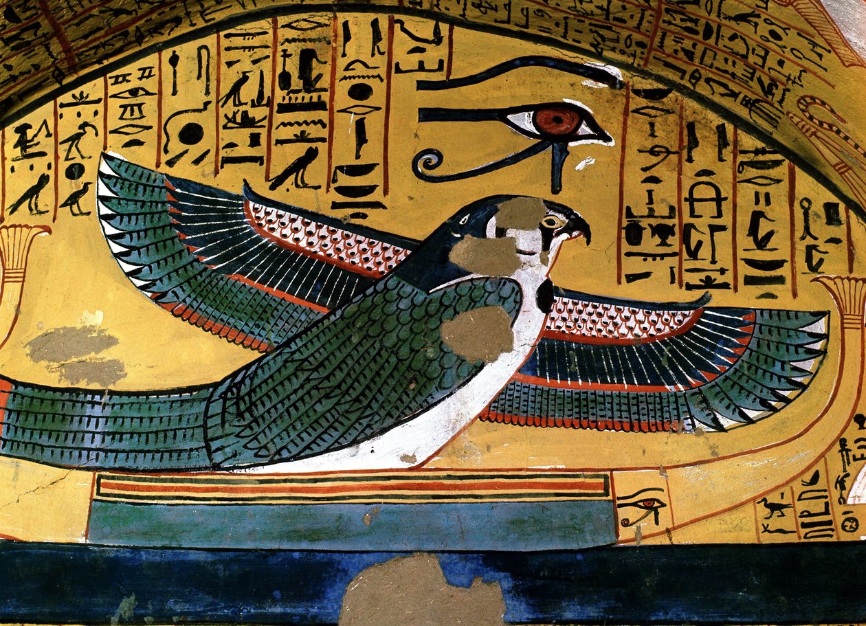 Luxor - Theben: Linkes Ufer des Nils. Deir el Medineh: Nekropole der Handwerker. Grab von Sennedjem. 18. Dynastie. Darstellung des Gottes Horus von School Egyptian