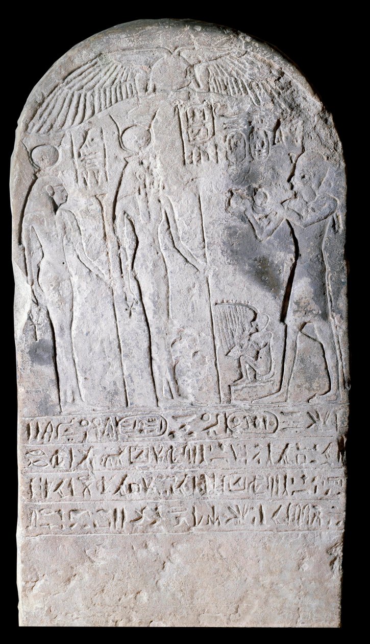 Stele aus Kalkstein, die eine Szene von Opfergaben darstellt, bedeckt mit Hieroglyphen. Regie von Osorkon I (924-889 v. Chr.). 22. Dynastie Paris, Louvre Museum von School Egyptian