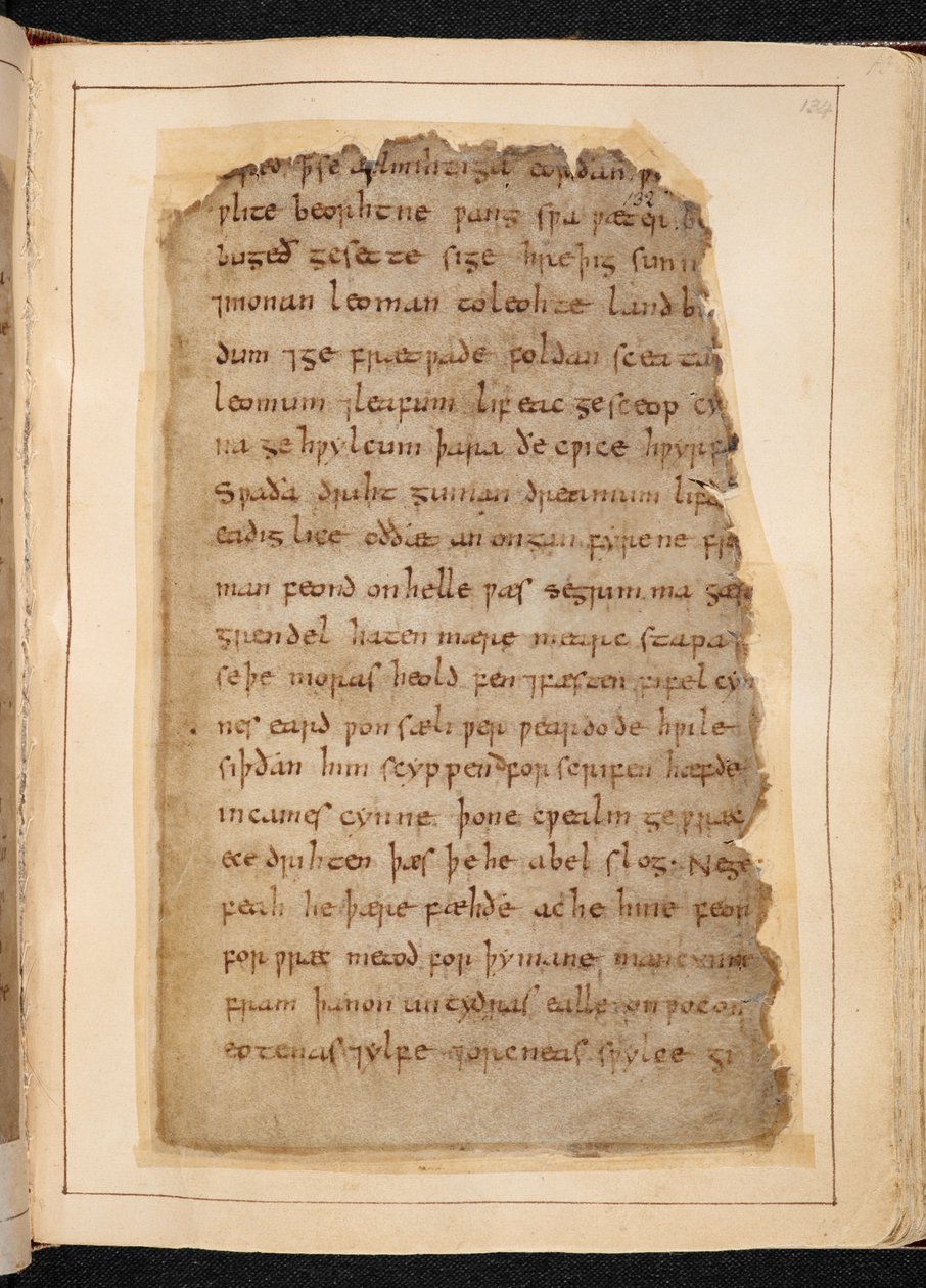 Eine Seite von Beowulf aus Folios, manchmal als 